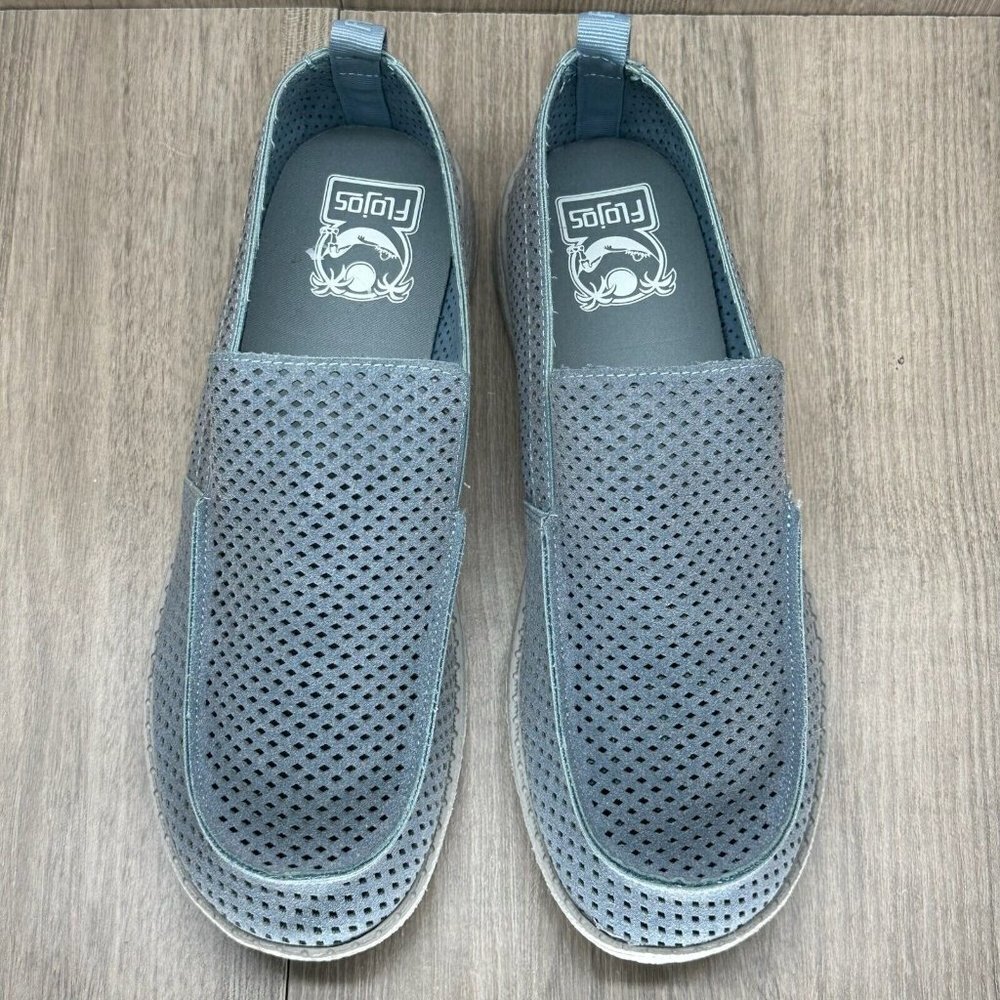Flojos Shoes Womens Size 9 La Paz Perforated Slip On Loafer Boat Shoes Blue